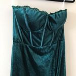 Lulus Luxurious Allure Emerald Green Velvet Strapless Maxi Dress, Size Medium Photo 5