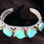 VINTAGE NAVAJO NATURAL TURQUOISE & STERLING SILVER CUFF BRACELET Blue Photo 4