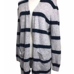 Madewell Kent Cardigan Navy Gray Striped Open Photo 2