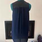 A Byer A. Byer Navy Sleeveless Blouse with Black Trim Photo 2