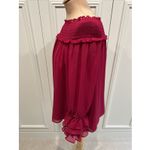 CeCe  Long Sleeve Smocked Off Shoulder Blouse Fuchsia Ruffle Peasant Fairy Boho Photo 4