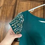 Mac Duggal IEENA FOR  Beaded Cap Sleeve Bateau Column Dress In Emerald Green Photo 8