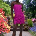 H&M  EMBROIDERED CUT OUT MINI DRESS PURPLE PINK MAGENTA 100% cotton sundress L Photo 1