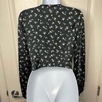Abercrombie & Fitch Satin Floral Tie Front Long Sleeve Blouse (Black) - XS Photo 1
