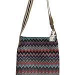 RAJ Multicolor Zig Zag Woven Crossbody Bag Tan Black Adj Strap Magnet Close NEW Blue Photo 1
