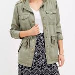 Loft Petites Army Green Drawstring Open Shirt Jacket SP Photo 0