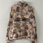 Ellandemm J’Adore L’amour French Toile Half Zip Beige Pullover Sweatshirt Black Photo 1