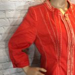 Elie Tahari  Ruffled Zip Front Detailed Blazer Bright Orange Medium M Photo 4