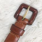 VINTAGE Whiskey Brown Genuine Leather Skinny Belt Classic MInimalist 90s Small Brown Photo 4