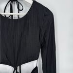 Rumer Oasis Black Ribbed Cut Out Long Sleeve Dress Large NWT‎ Photo 6