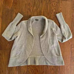 Talbots Open Front Wool Blend Cardigan Woven Sweater Size Medium Minimalist Prep Photo 6