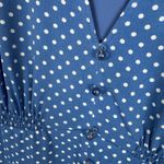 Kate Spade  Tea Garden Dot Dress Women's‎ Size 12 Blue Polka Dot V-Neck Retro Photo 3