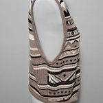 st. john's bay Taupe & Brown Tribal Vneck Sweater Vest Size Large Photo 1