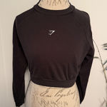 Gymshark Cropped Sweatshirt Black Long Sleeve Logo Gym Activewear Size S Photo 0