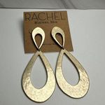 Rachel Roy  Matte Gold Tone Long Statement Pierced Dangle Drop Earrings NWT $36 Photo 0