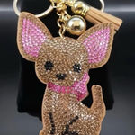 None Brown Chihuahua Keychain Rhinestone Bag Charm ~NEW~ Photo 0