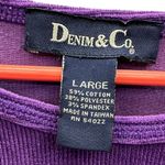 Denim and Co Purple Ribbed Velour Cotton Blend Long Sleeve Tunic Top Size Large Photo 7