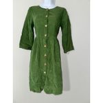 Gorman Olive Green Corduroy Button Down Dress Size 6 3/4 Sleeve Photo 2
