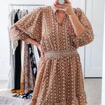 Shoshanna Neutral Tan Eyelet Mini Dress Photo 0