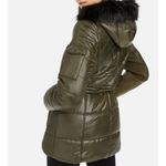 Michael Kors NWT Quilted Women Long Puffer Coat w/ Fur Hoodie Olive Size 1X Photo 1