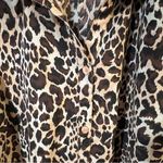 Catherines  Leopard Print Roll Tab Sleeve Button Up Top 2X Relaxed Office Mature Photo 2