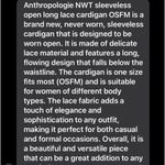 Anthropologie  Off White Long Lace Open Cover Up OSFM MSRP: $140 Photo 4