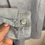 Magaschoni Women’s 100% Linen Ocean Blue Tunic Blouse Top Pockets W-287 Sz M Photo 2