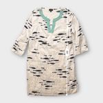 Talbots Linen beaded white and blue fish print Mini dress Size S Photo 5