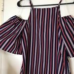 Almost Famous Red Navy Striped Cold shoulder Top Photo 2
