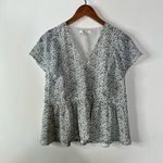 Madewell  Georgette Ruffle-Sleeve Peplum Top in Americana Floral Size Small Photo 2