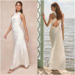 Lulus LULU’S Effortlessly Sensational White Satin Backless Maxi Dress Photo 1