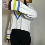 Tommy Hilfiger  White Striped Cropped V-Neck Sweater Size Large Photo 6