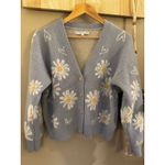 Celebrity Pink Celebrity‎ Pink Women's Floral Cardigan Sweater Blue Size L Standard Photo 4