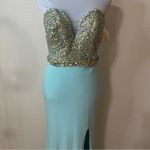 Kiss Kiss Formal 3709 beaded bodice cutout back jersey prom dress NEW 8 Blue Photo 1