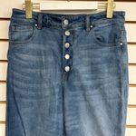 Risen  Jeans High Rise Button Fly Distressed Frayed Raw Hem Stretchy Size 13/31 Photo 2