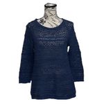 Loft  Blue Open Knit Sweater Tunic Sheer Boho Coastal Beach Soft Girl S Preppy Photo 1