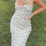 Cowl neck Floral maxi dress Blue Photo 2
