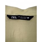 ZARA  L Dress Linen Mini Pistachio Green Draped Pleated Collared Long Sleeve Photo 2