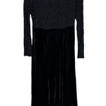 Vintage Double D Ranch Black Lace Velvet Long Sleeve Maxi Dress Size Small Photo 2