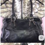 B MAKOWSKY Medium Blk Leather 2 Handle 3 Section Leopard Lining W/ Zippered Area Black Photo 2