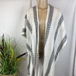 Big Buddha  Ivory & Gray Print Fringe Cape Poncho Top OS Photo 1