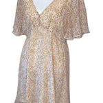 In Bloom  Women's Floral Baby‎ Doll Dress Ruffle Swing Mini Cream Pink Medium NWT Photo 0