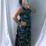Vintage 70s Vibrant Hawaii Print Bark Cloth Maxi Dress M/L Purple Size 10 Photo 1