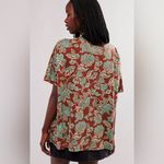 Free People We the Free Nina Floral Printed Tee Brown Green Photo 1