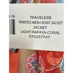 Chico's  Travelers Shirt Jacket Womens XL‎ 3 Light Papaya Coral Printed Mesh Photo 4