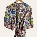 Fashion Fuse  Cream Floral Bird Print Short Sleeve Wrap Midi Dress Size Small Photo 10