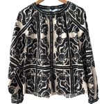 Antonio Melani Preppy Button Front Hartley Printed Top Black & Cream Size Medium Photo 1