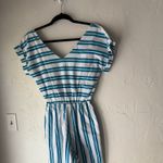 Vintage 70s Buffy’s Choice Striped Cotton‎ Jumpsuit Sz L Tie Back Pockets USA White Size L Photo 1