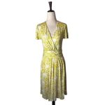 Boden Dress Women‎ 6 Yellow White Floral Evangeline Jersey Wrap Dress Mini Boho Photo 1