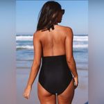 NEW Black One Piece Bathing Suit Swimsuit with Strappy Cutouts Size Small Photo 1